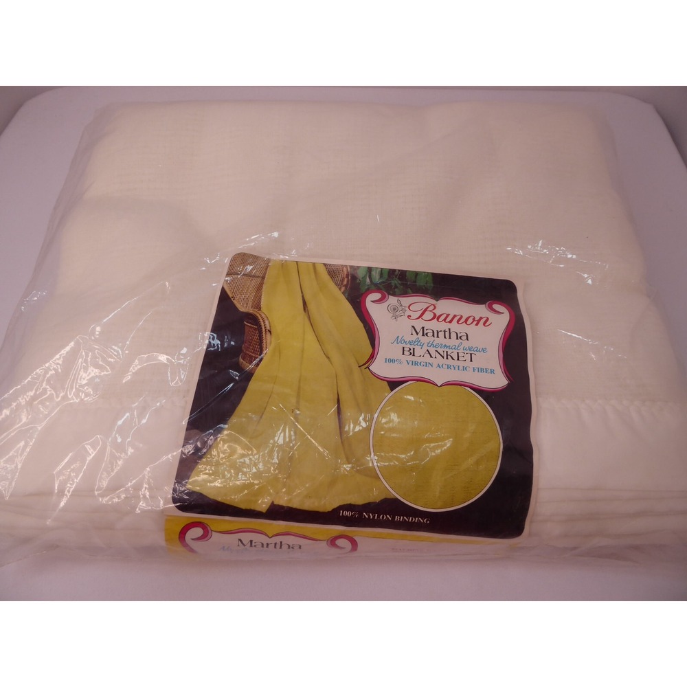 NEW SEALED VTG Martha Blanket Novelty Waffle Thermal Weave Nylon Binding 72 x 90